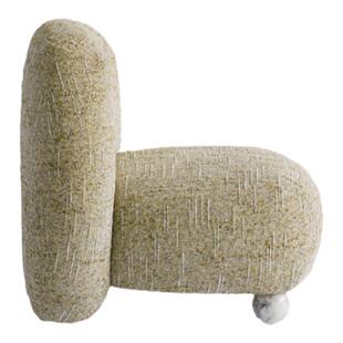 客厅休闲单人椅 Vanity Chair 北欧现代侘寂风创意颗粒绒布沙发椅