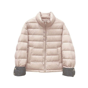 特大码女装胖mm粉色奶芙芙羽绒棉服女设计感显瘦百搭立领排骨外套