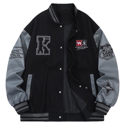 Kawasaki川崎拼皮撞色刺绣夹克