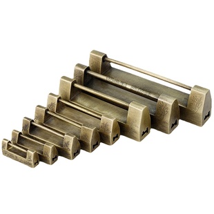 仿古雕花横式铜挂锁中式锁头老式复古小铜锁插销锁横开锁子通用型