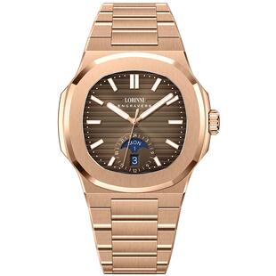 罗宾尼男士机械手表男款自动精钢方形时尚机械表男大表盘男表夜光