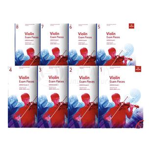 英皇考级2020-2023版小提琴作品曲目 含钢伴谱无音频 全套共一至八级ABRSM英文原版乐谱书Violin Exam Pieces 2020-2023 Grade 1-8