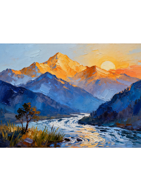 可班纯手绘油画金山纳福客厅挂画