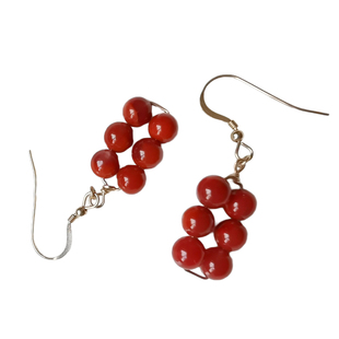 南红玛瑙手工耳环耳饰六六大顺创意凉山南红圆珠长方形品字形耳坠