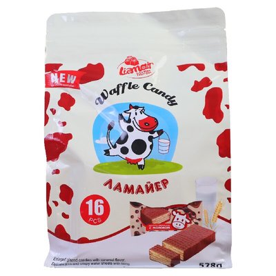 原装进口俄罗斯拉迈尔大牛威化饼干巧克力涂层浓脆酥独立包装零食