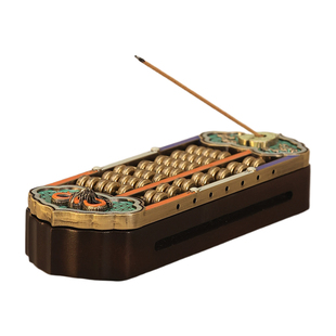 中国风木质香炉家用室内香薰炉沉香檀香线香盒复古茶道线香炉摆件