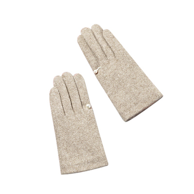 韩国气质珍珠羊毛分指优雅款手套