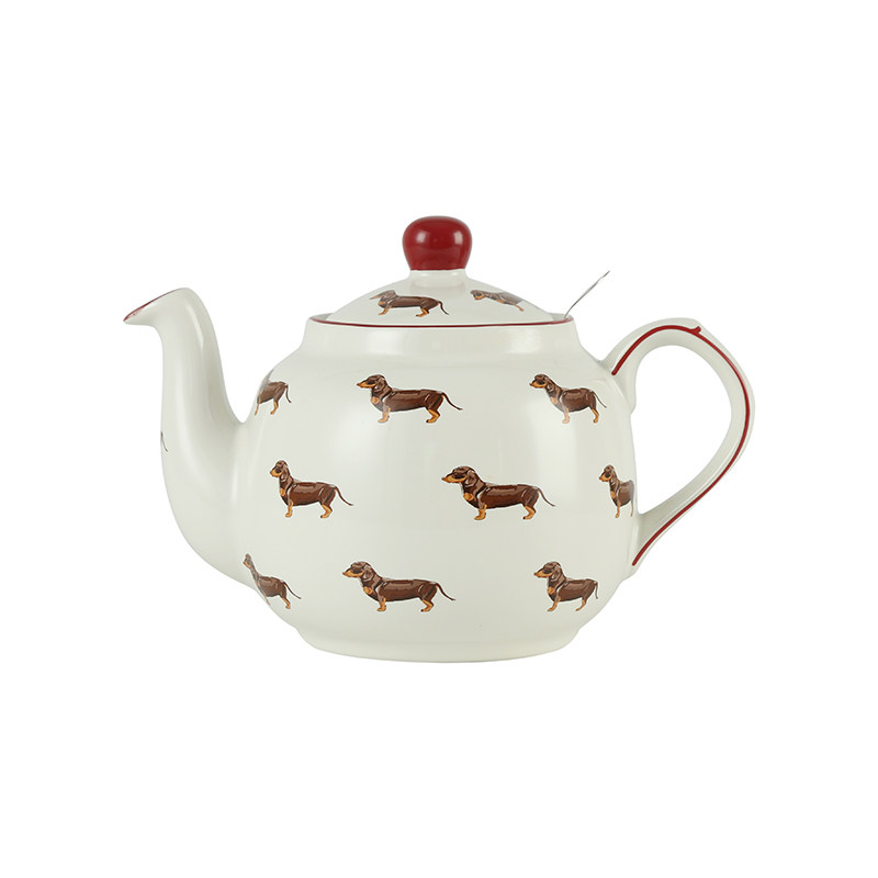 London Pottery田园1200ml腊肠狗英式过滤茶壶大容量可爱动物茶壶