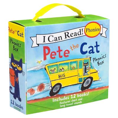 皮特猫自然拼读盒装12册全套 英文原版绘本 Pete the Cat Phonics Box I Can Read系列 汪培珽推荐3-8岁英语启蒙童书 进口英语书籍