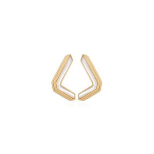 Neverfar画框系列半框贝母耳钉简约职场通勤耳环高级感耳饰女