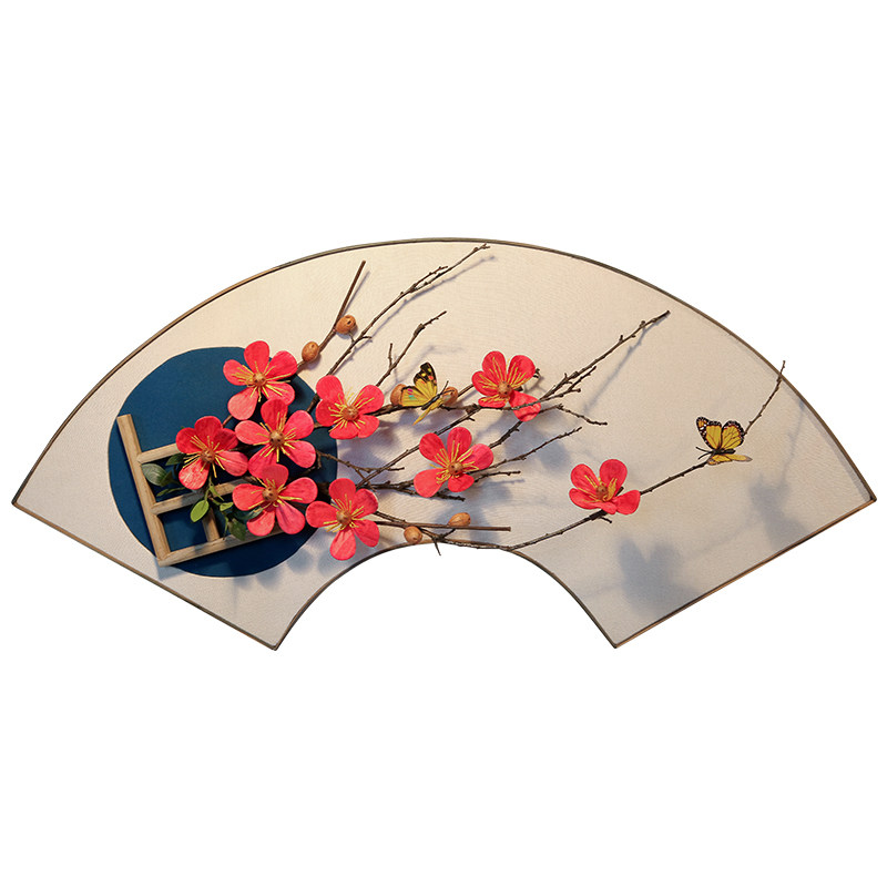 壁饰创新中式立体扇形玄关餐厅