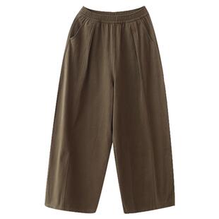 小耳出品 调性大脚裤/立体分割/100水洗棉 时尚松紧腰宽松休闲裤