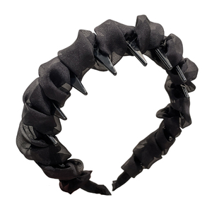 高颅顶网纱前额自然后戴式发箍女款2025新款黑色麻花头箍头饰发卡