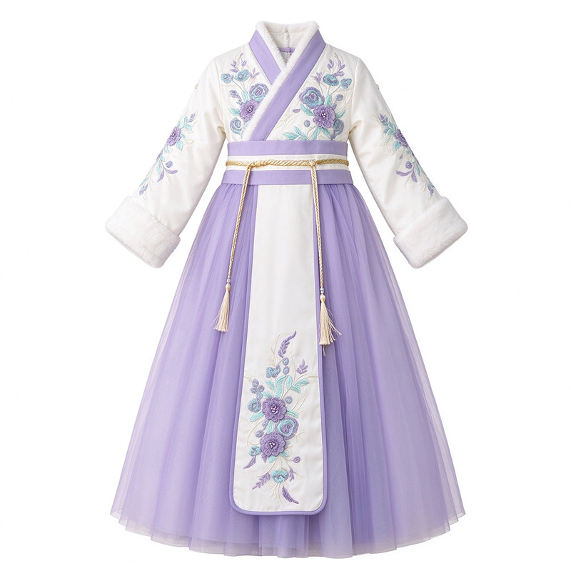 汉服女童秋冬季2026新款国风儿童拜年服加厚披风斗篷古装公主裙子