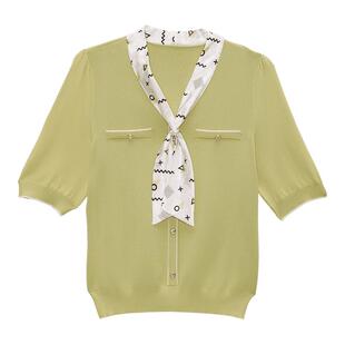 【环保系列】YINER音儿专选女装夏季飘带短袖上衣毛针织衫