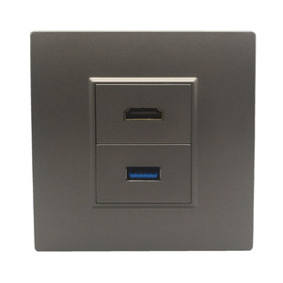 深灰色86型HDMI直插带3.0USB直插面板高清数字电视电脑数据线插座