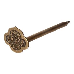 纯黄铜挂钩牌匾托中式仿钉子十字绣装饰字书画框云托铜钉固定挂钩