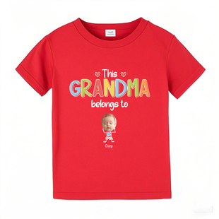 This Grandma Belongs To夏季奶奶祖母婴儿爬服纯棉短袖t恤定制新