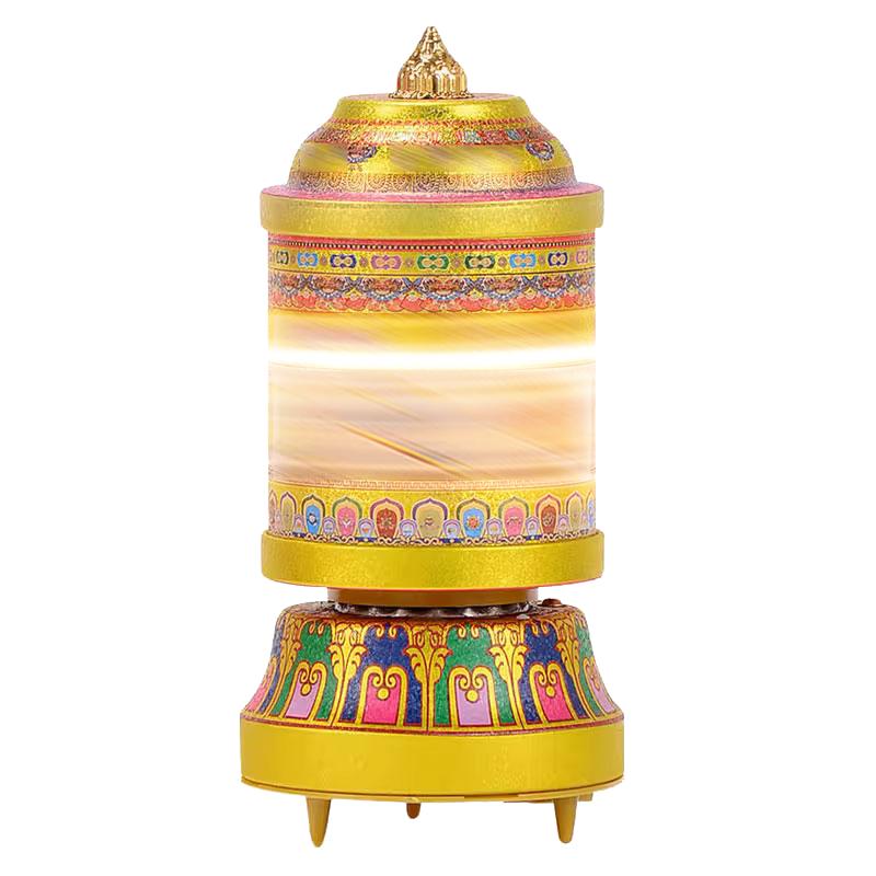 藏式电动转轮经筒 藏族转经简家用插电式桌面六字真言转金桶摆件