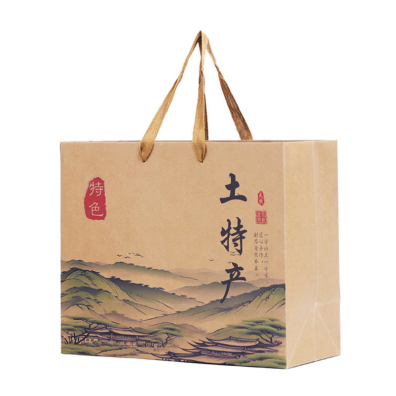 加厚牛皮纸袋手提袋礼品袋豆腐干包装袋土特产定制logo高档专用