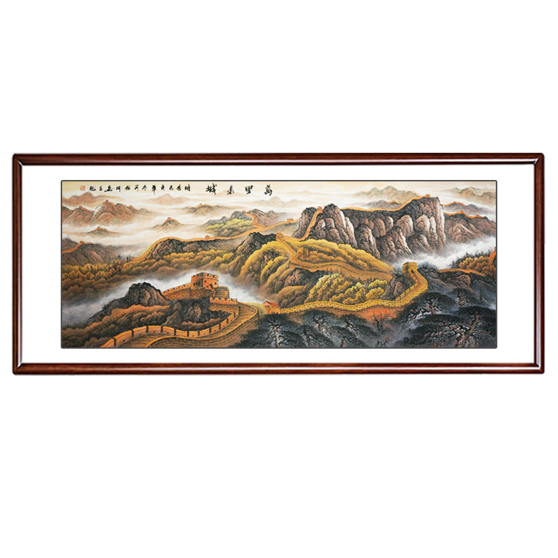 万里长城手绘风水招财背景靠山图