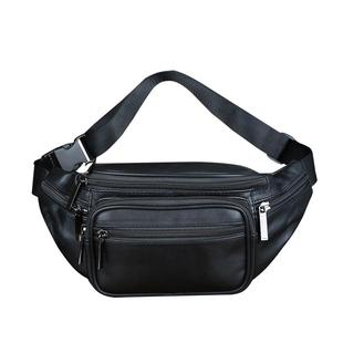 真皮腰包摩托车骑行羊皮胸包2025新款男士多口袋收银多功能斜挎包