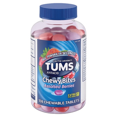 美国进口 TUMS 浆果味咀嚼抗胃酸软片108粒 防胃酸钙片