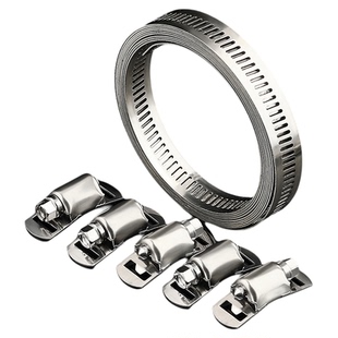 304不锈钢自制美式喉箍卡箍抱箍大号管卡透孔钢带管箍盘带捆绑带