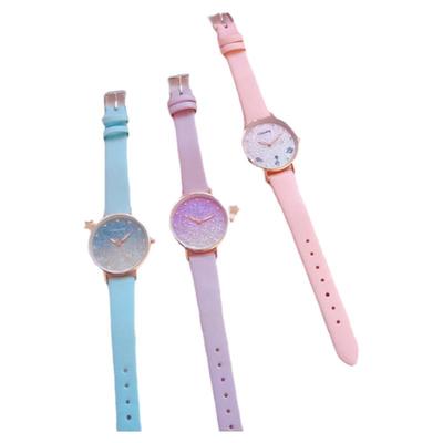 独角兽韩版简约风紫色学生石英表