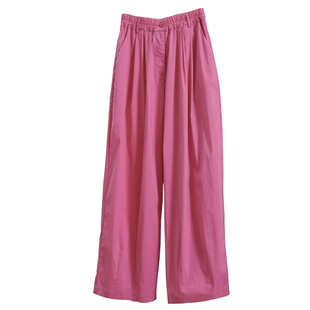 藏青色日系慵懒风松弛感阔腿休闲裤春夏新款宽松高腰轻薄裤子女