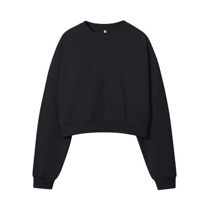 真维斯黑色加绒卫衣女圆领外套