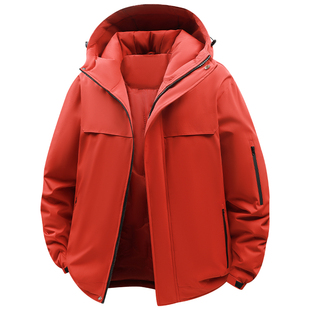 迈特优美式工装冲锋棉衣男士秋冬2025新款潮加厚保暖连帽棉服外套