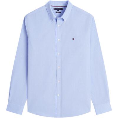 Tommy男装纯棉府绸提花长袖衬衫