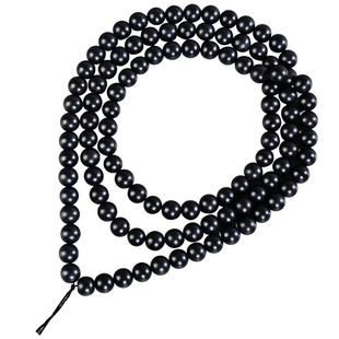 新疆和田玉黑羊脂墨玉项链108颗玉珠链子吊坠绳男多圈手串手链女