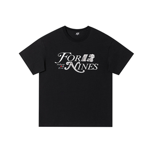 FORNINES贴布刺绣短袖T恤男女重磅纯棉上衣潮牌夏季情侣装半截袖