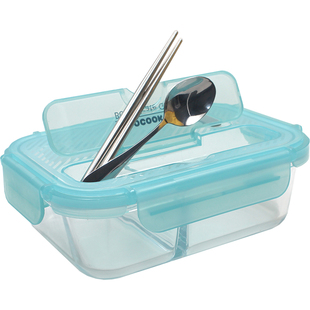 JALOCOOK嘉乐扣玻璃饭盒分隔保鲜盒自带304餐具碗大容量带饭餐盒