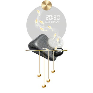 石来运转入户玄关装饰画高级感发光灯饰万年历电子时钟氛围感灯画