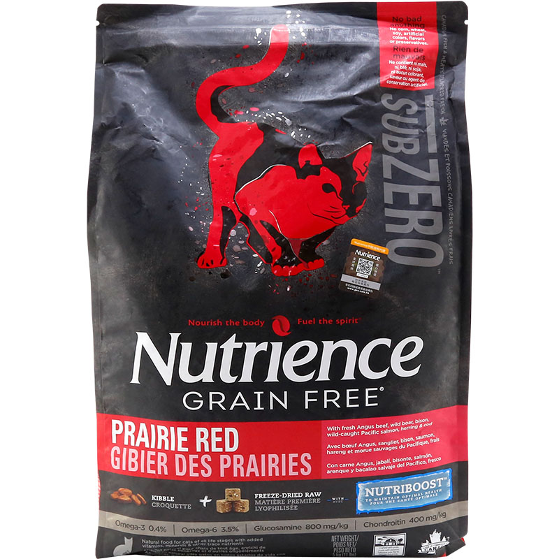 仁可宠物 Nutrience哈根纽翠斯黑钻猫粮无谷红肉鸡肉11磅添加冻干