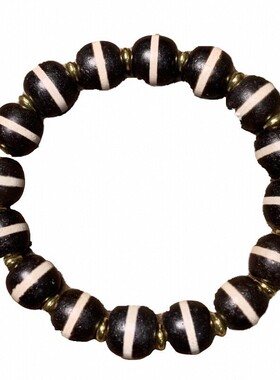 原创西藏风化高油老玛瑙老型一线天珠手串 皮壳细腻醇厚风化清晰