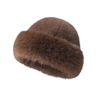 白色毛绒帽子女冬季加厚保暖东北防寒下雪帽川西旅游显脸小高级感