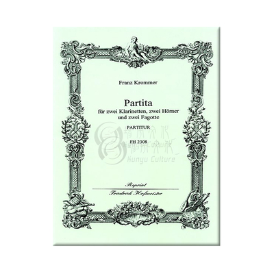 库默尔 总谱两支单簧管小号巴松管 霍夫曼斯特 原版乐谱 Krommer Partita Partitur Partita 2Clarinets 2Horns 2Bassoons FH2308