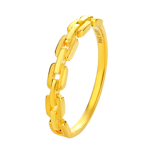 黄金戒指999足金链条细款小克重叠戴闭口2025新款按克实心纯金女