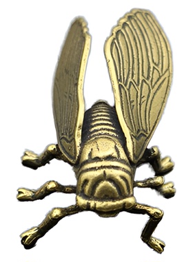 黄铜金蝉知了桌面小摆件茶宠茶壶盖置一鸣惊人车内摆件景观摆件