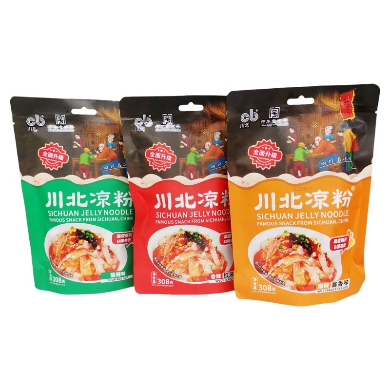 川北凉粉四川特产名优小吃豌豆凉粉白凉粉即食方便红典红油味凉粉