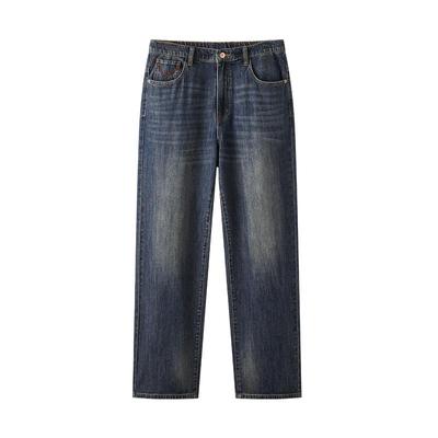 森马松紧腰复古宽松直筒牛仔裤男