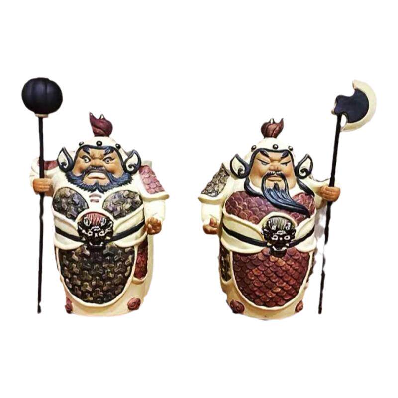 陶瓷镇宅门神哼哈二将手工摆件