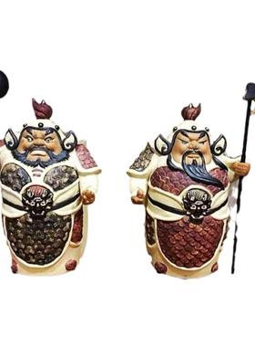 石湾公仔陶瓷门神手工家居装饰摆件入伙开业招财镇宅门神哼哈二将