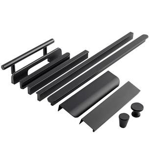 黑色现代简约橱柜拉手衣柜门抽屉侧装高门厨房隐形柜子小把手极简