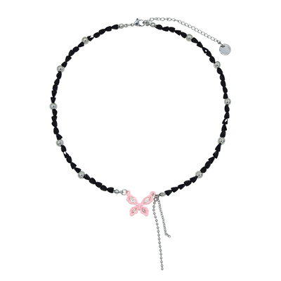 AWE张函瑞同款蝴蝶黑钻串珠项链