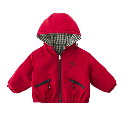 秋冬季儿童两面穿外套冲锋衣夹克